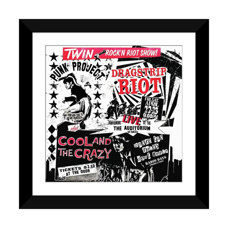 «Dragstrip Riot and Cool and The Crazy Double Caractéristique Tribute», affiche vintage sur toile, H 16 po x l 16 po x P 1 po