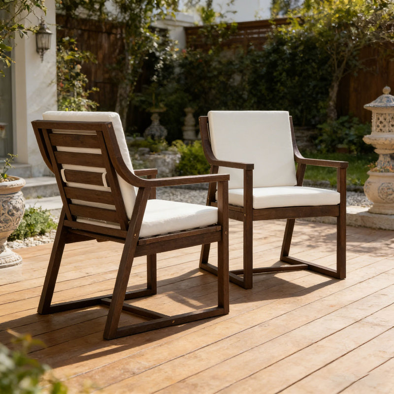 Ensemble de fauteuils d'extérieur en bois, Moka