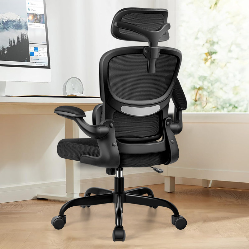 Lidwien Ergonomic Breathable Mesh Office Chair with Adjustable Headrest and Flip-Up Arms