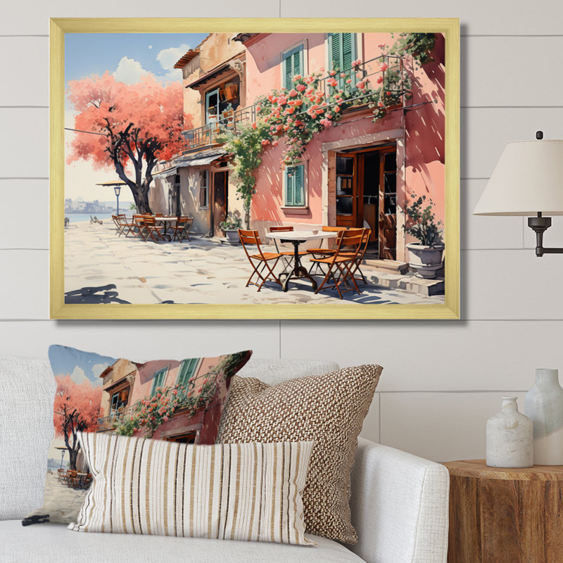 La Dolce, côte italienne V - Italie, art mural, H 30 po x l 40 po x P 1,5 po, Encadrement doré