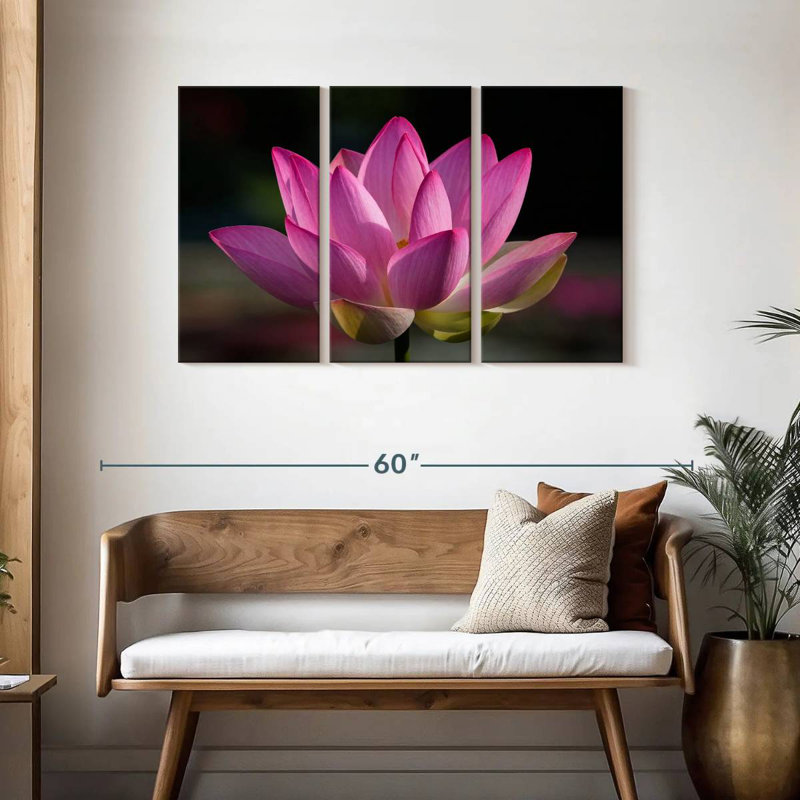 Harnek précieuse fleur de lotus rose, H 28 po x l 45 po