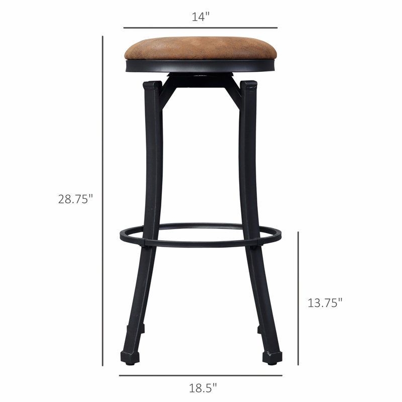 Tabouret de bar 2 pièces avec repose-pieds et tissu en microfibre, tabouret de bar avec pieds en acier thermolaqué, Brun