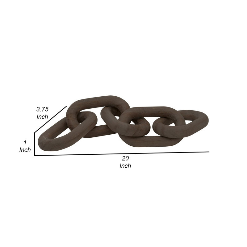 Guthki Kai Reclaimed Wood Chain Links Sculpture, Washed Black