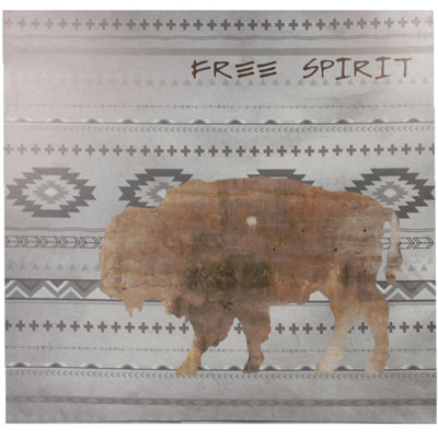  Grey Aztec Pattern Buffalo Canvas Southwestern Wall Art 24 x 24 Inch
