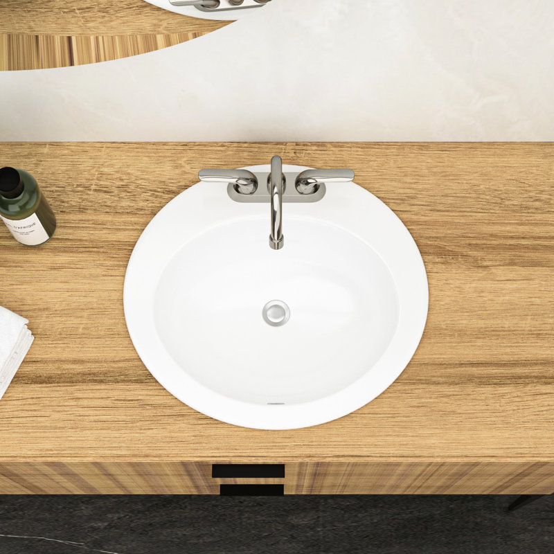 Lavabo de salle de bain ovale encastré en céramique blanc de 20 po x 18 po - Style moderne, teinté, s'adapte à plusieurs environnements Moderne, élégant, teinté - pour différentes utilisations