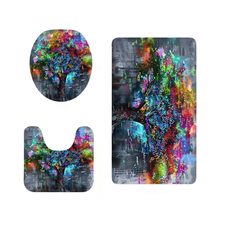 Ensemble de tapis de salle de bain Cosmic Tree Of Life 3 pièces, Teal Cosmic Tree