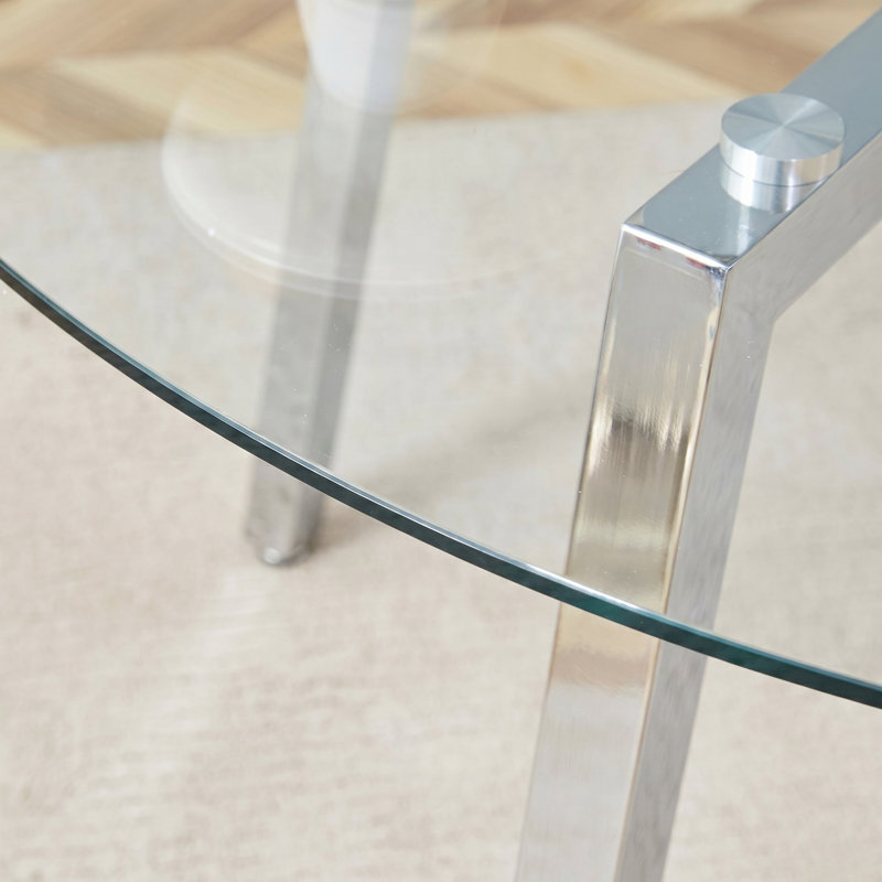 Table de salle à manger Modern, Argent argent, H 29,5 po x l 36 po x P 36 po