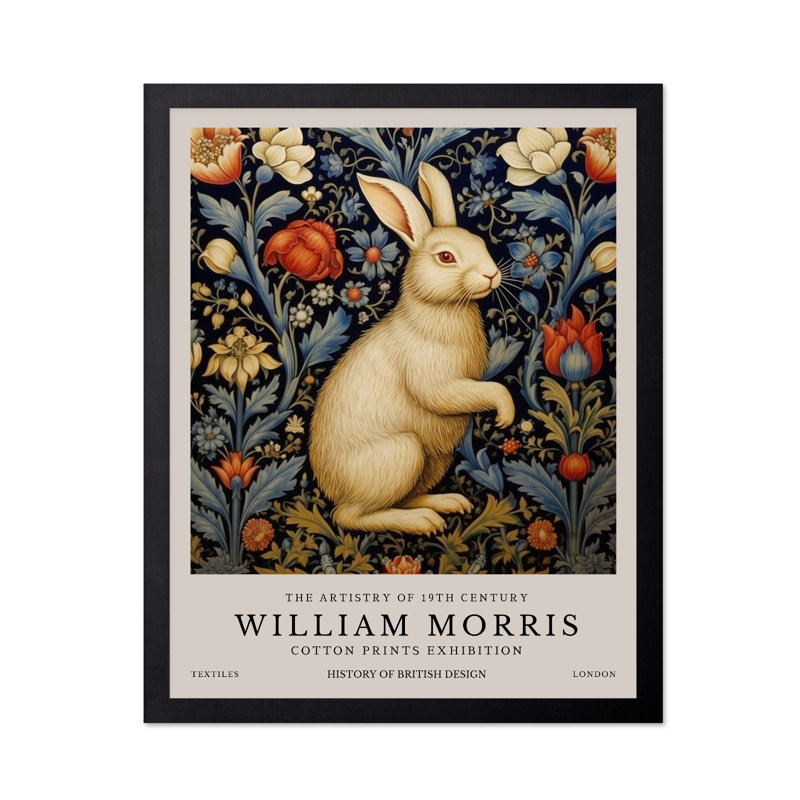 William Morris - Lapin blanc n ° 1, Black Framed, Poster, 18"H x 24"W