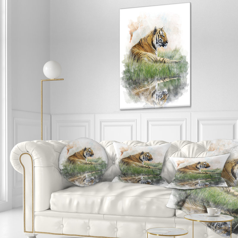 «Relaxing Tiger» - reproduction d'art, Toile tendue, H 40 po x l 20 po x P 1po