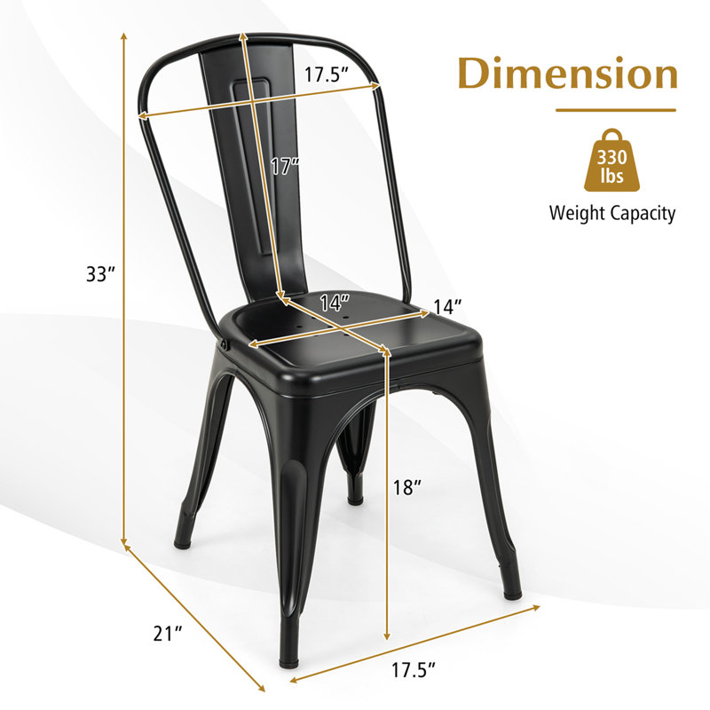 Reece 18'' H Stacking Side Chair, Black
