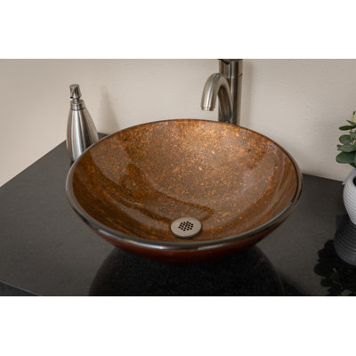 Eden Bath 16.38'' Bronze Tempered Glass Circular Bathroom Sink