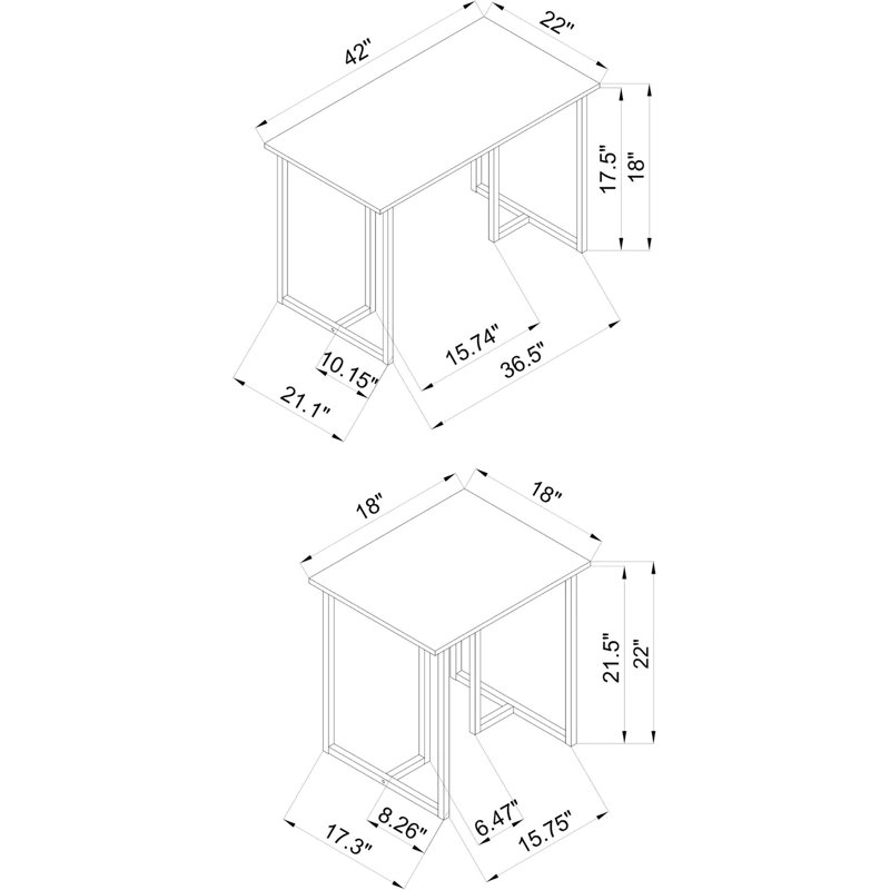 3 tables d'appoint grises fonctionnelles