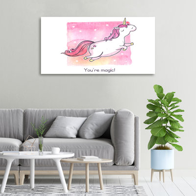 Pink Unicorn 1 Piece Wrapped Canvas Wall Art
