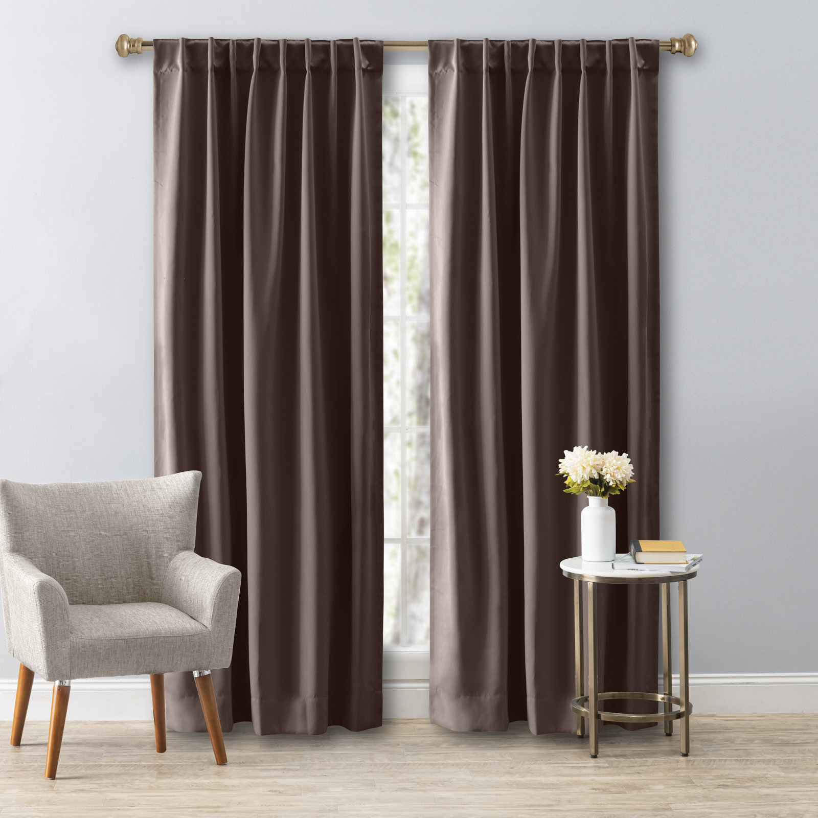 Ardelle Blackout Thermal Rod Pocket Panel, Espresso, 56" W x 84" L