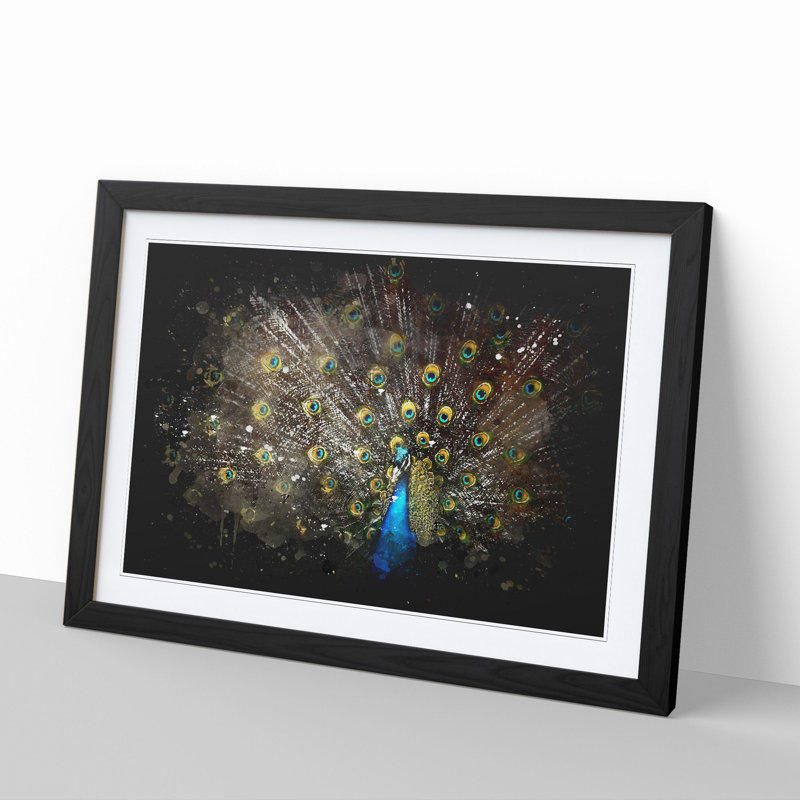 Peacock Vol.1 - Framed Print, 48cm H x 65cm W x 2cm D, Black Framed