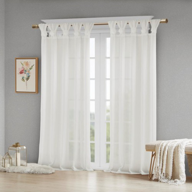 Rideau uni floral, Blanc, L 50 po x L 84 po