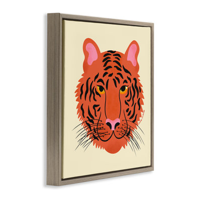 Cadre flottant moderne avec visage de tigre sauvage, design par Carrie Cantwell