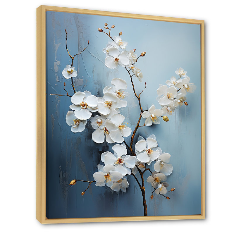 Orchidées beiges et dorées Simplicity I, H 20 po x l 12 po x P 1 po, Cadre naturel flottant