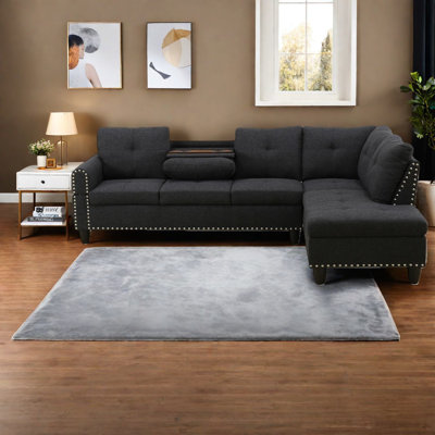Multifunctional Sectionals With Storage, Wood Frame Modern Home Sofa