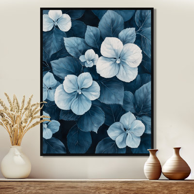 Monochrome Hydrangea Cluster Pattern I - Floral Canvas Prints