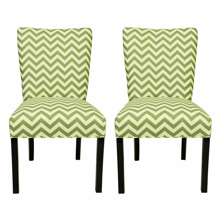 21'' H Upholstered Dining Chair, Zig Zag Green / Natural