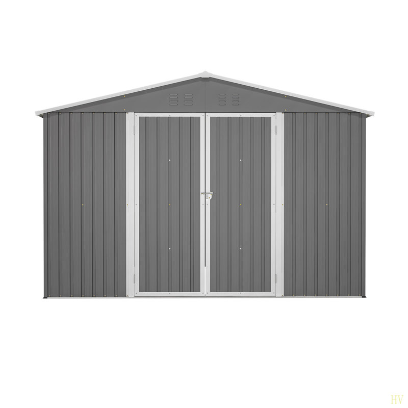10 X 10 FT Outdoor Storage Shed, Large Metal Tool Sheds With Updated Frame Structure And Lockable Doors, Garden Shed For Backyard Garden Patio Lawn