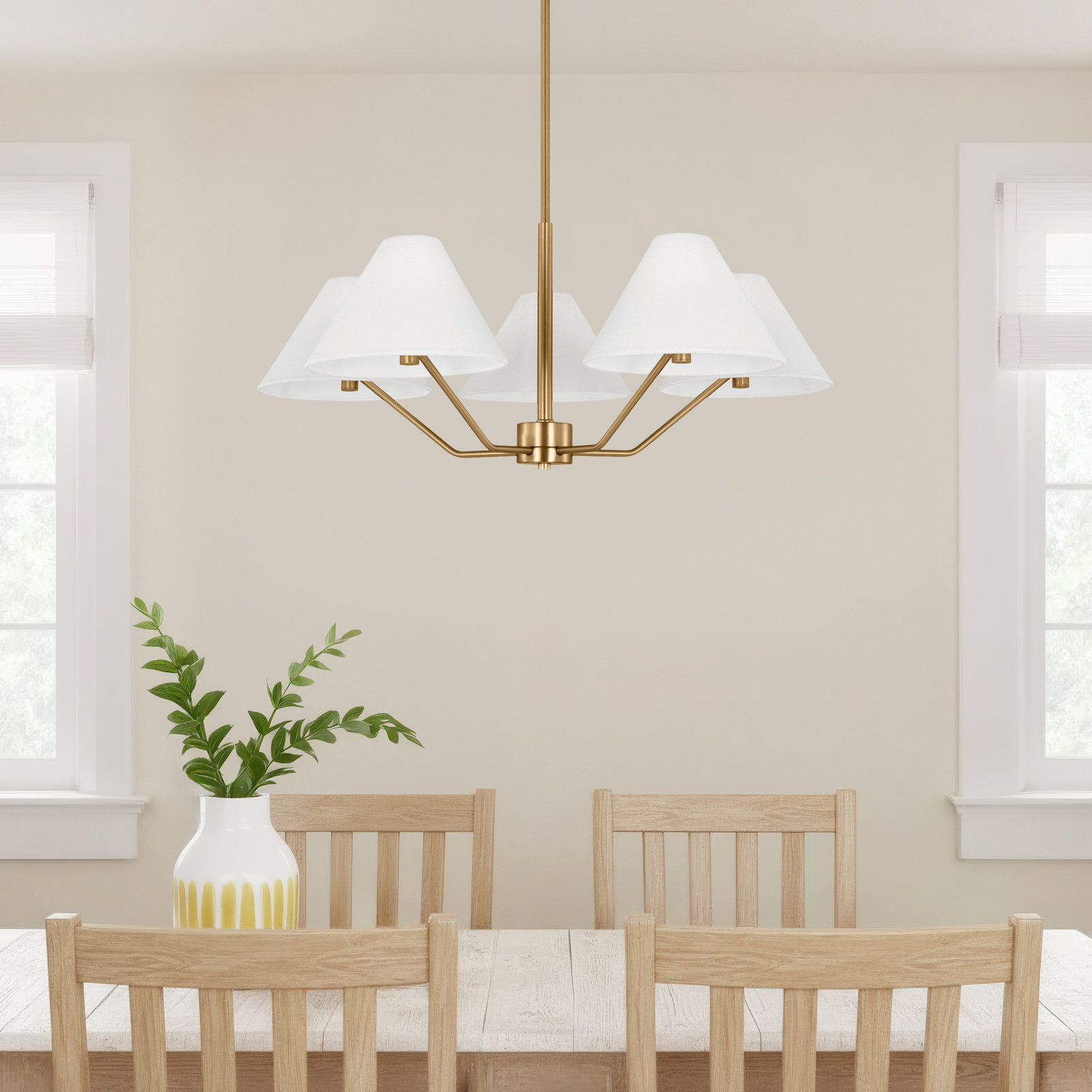 Riesel 5-Light Medium Chandelier, Satin Brass