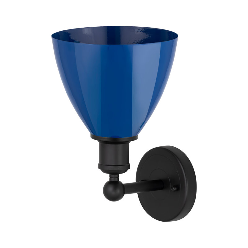 Plymouth Dome Armed Sconce, Matte Black, Blue