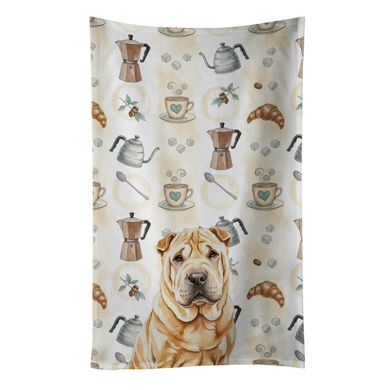 Red Shar Pei Coffee Bar Kitchen Towel, Red Shar Pei