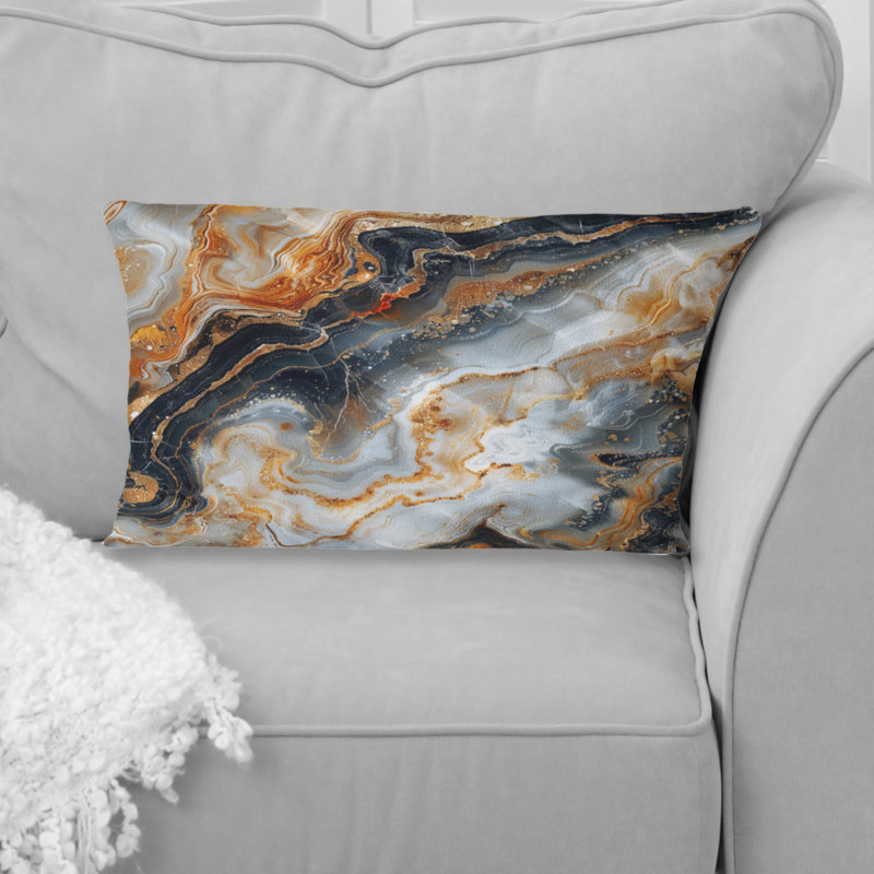 Coussin lombaire en marbre doré noir de luxe I