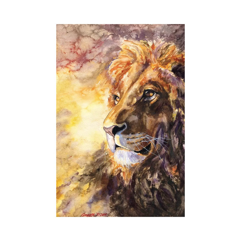 Lion I by George Dyachenko - Wrapped Canvas Painting, 20.32 cm H x 30.48 cm W