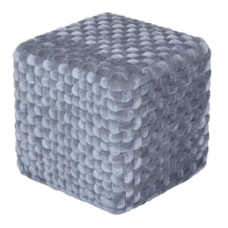 Tripolia 40cm Wide Square Solid Colour Cube Ottoman, Silver