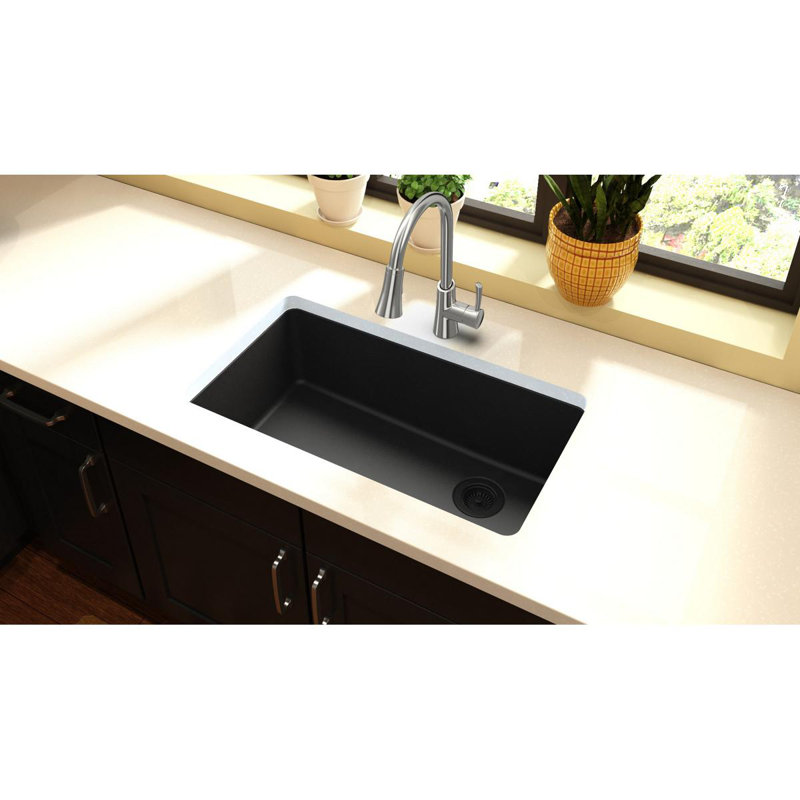 Quartz Classic 33" L x 17.25" W Undermount Kitchen Sink, Black
