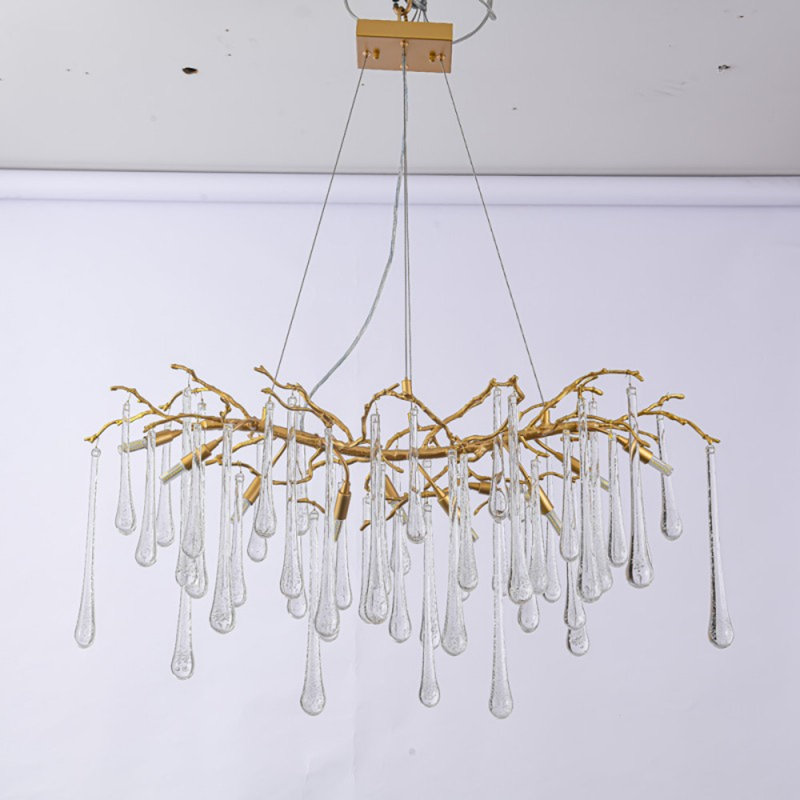 Light Unique Tiered Bijout II Glass Teardrop Chandelier, Silver Leaf, 82" H x 60" W x 60" D, Mixed Colours
