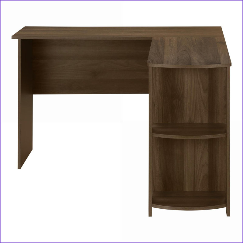 Bureaux, bureau d'ordinateur en L avec rangement, L 48 po, contemporain moderne, noyer | Panneau de particules, Brun