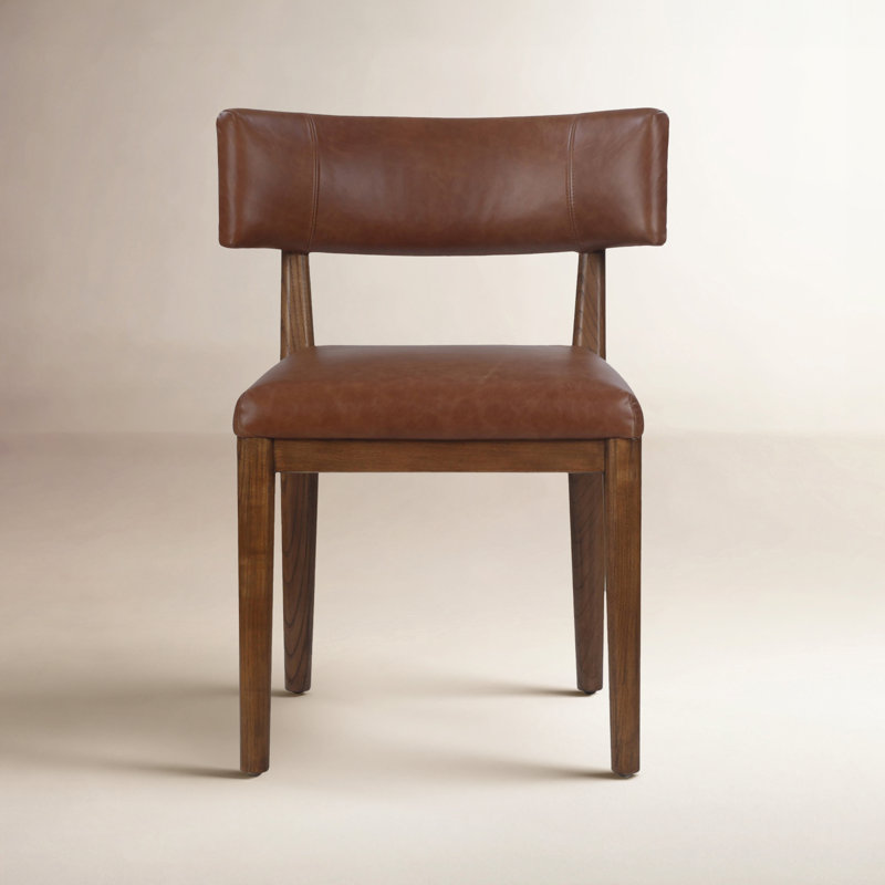 Amali Side Chair, Genuine Leather Brown, Brown