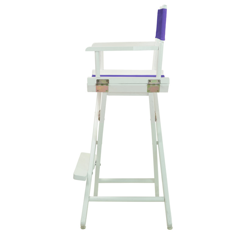 30" Folding Director Chair with Canvas, White, Purple