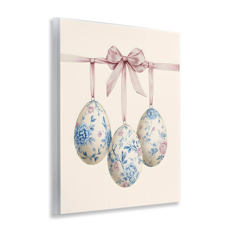 Floral Coquette Easter Eggs Wall Plaque, design by Arlington Prints