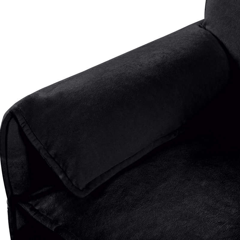 Surdimensionné confortable avec revêtement en chenille mobile. Salon, noir, coussins à double couche pour la détente, fauteuil inclinable noir. Siège profond, assise confortable