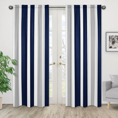 Stripe Striped Semi-Sheer Rod Pocket Curtain Panels