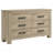 Weathered Oak 6-Drawer Bedroom Dresser