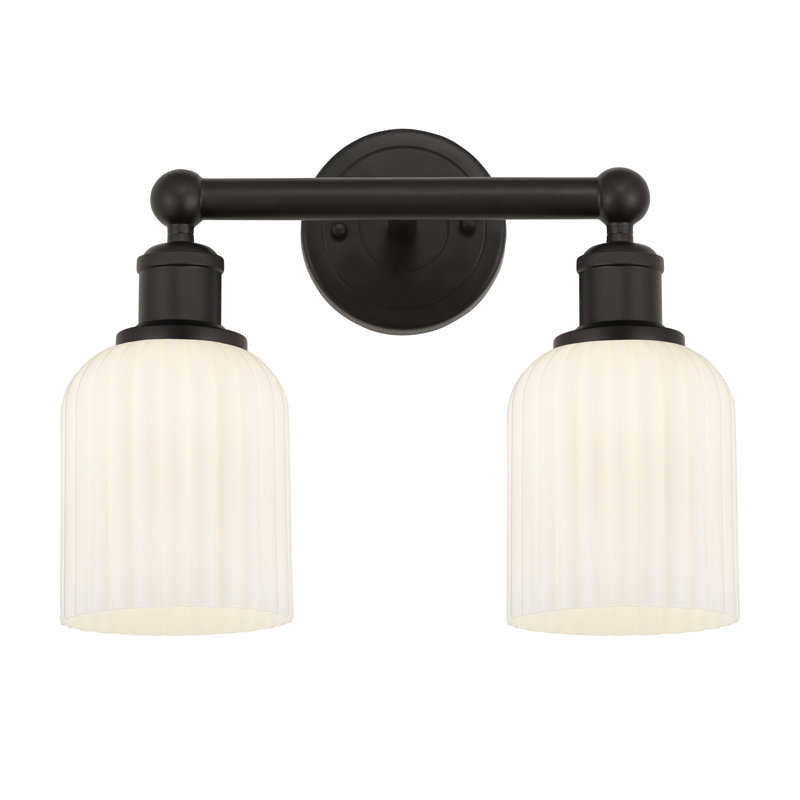 Abat-jour de salle de bain 2 lumières Edison Addeline 14 po, Bronze huilé, White