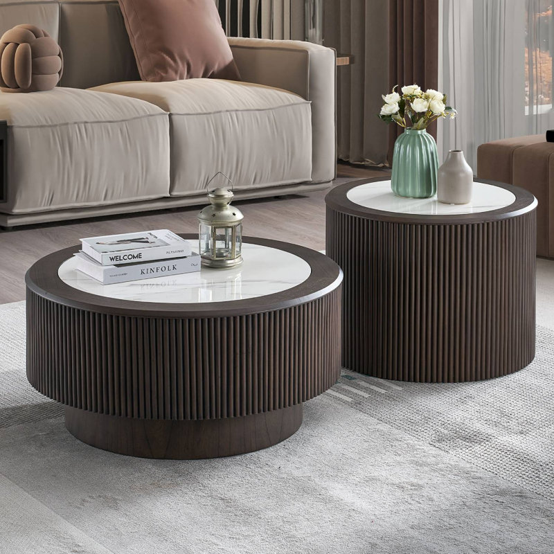 Ensemble de tables basses rondes, H 15,94 po x L 35,43 po x l 35,43 po