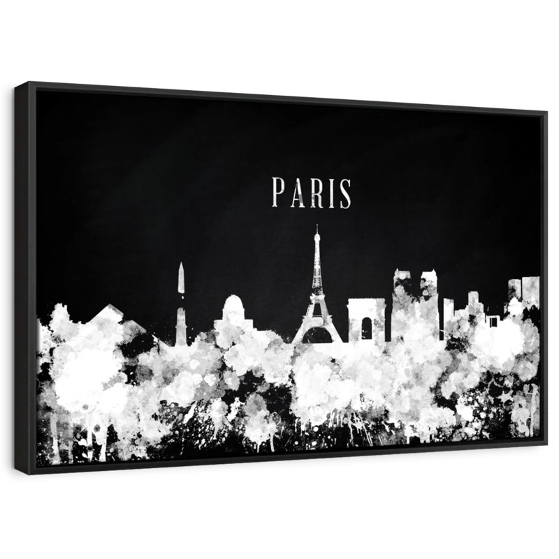 «Paris Skyline BW», reproduction sur toile, H 9 po x l 13 po