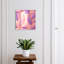 Key cabinet for wall, Opens to the right, 30x30x5, White, Delicate feathers on a pink background, 