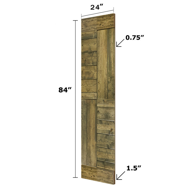 Aged Barrel Pine Paneled Sliding Barn Door with Hardware Kit