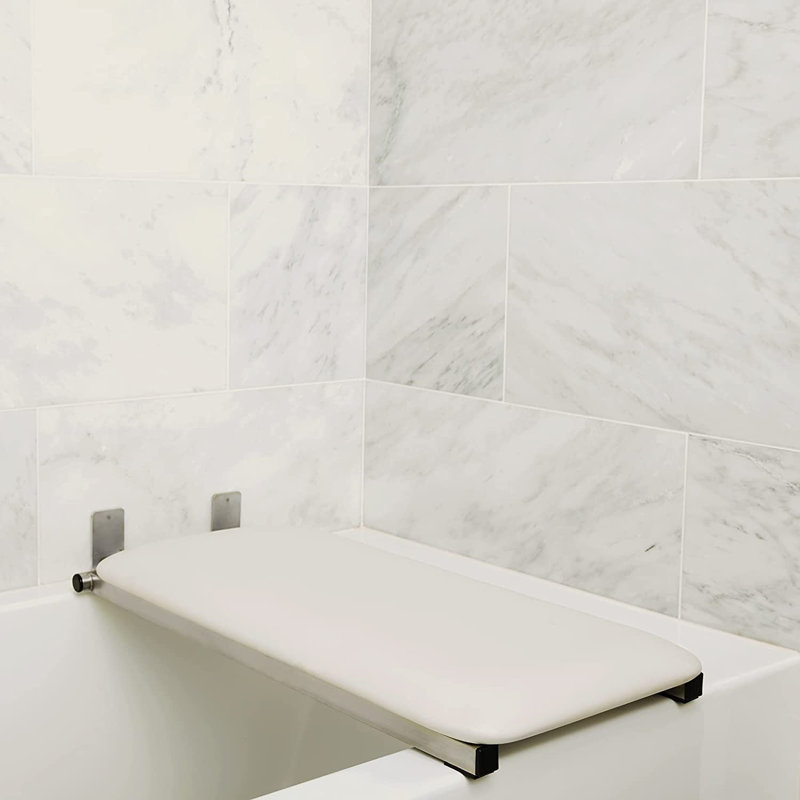 Hermosa 32" Wall-Mount Folding White Padded Shower Bench