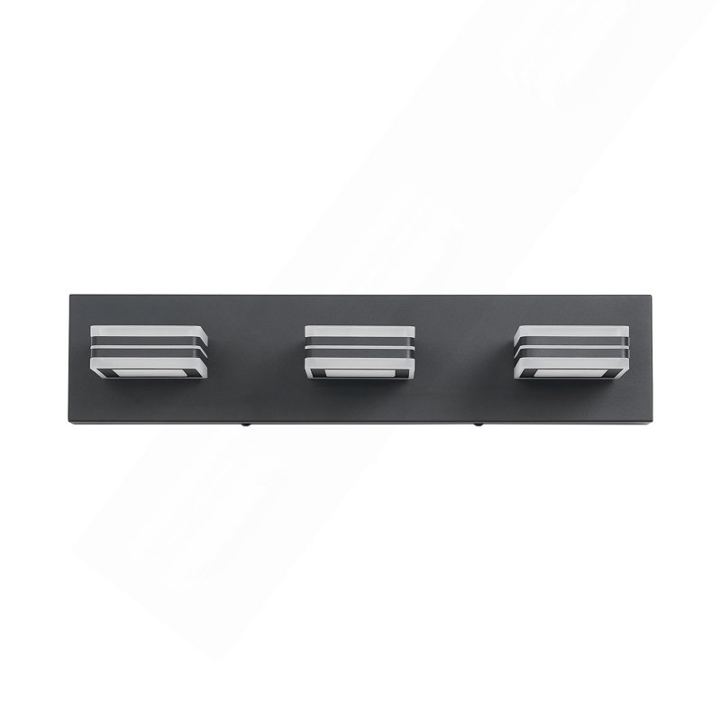 Luminaire de salle de bain noir mat 3 lumières de salle de bain modernes à DEL en acrylique noir, 19,7 po de largeur, Noir