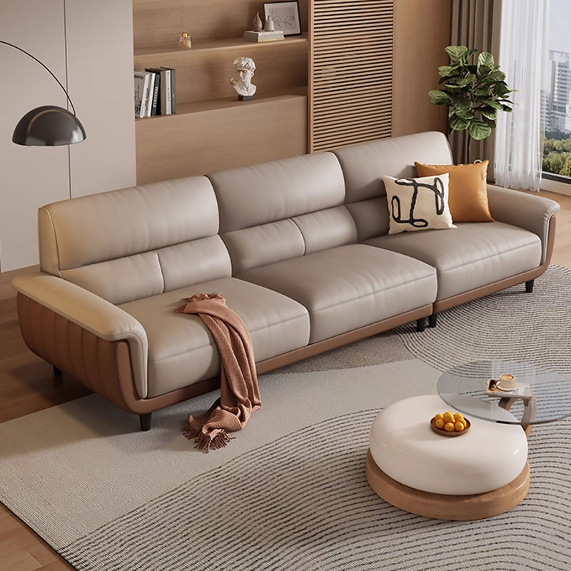 Canapé en cuir de vache 86,61 po, 3, H 34,65 po x l 86,61 po x P 36,22 po