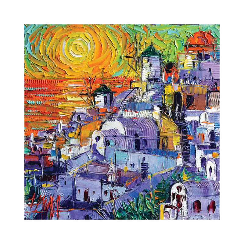 Oia Santorini Magic Light by Mona Edulesco - Wrapped Canvas Painting, 45.72 cm H x 45.72 cm W x 1.91 cm D